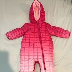 Pink Quilted Hooded Baby Snowsuit